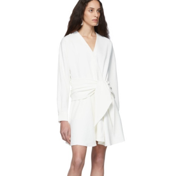 Tibi White Chalky Drape Short Wrap Dress Sz 8 NWT - Picture 1 of 10